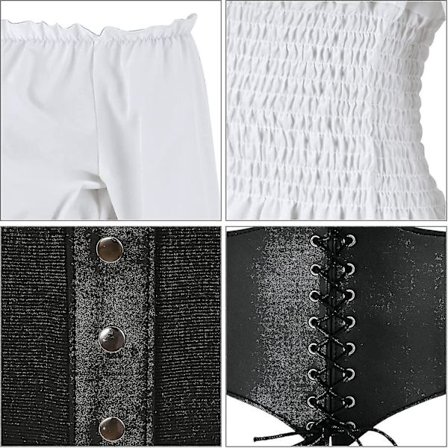 Dam Renaissance Blus Toppar Korsett Midjebälte Medeltida Victor