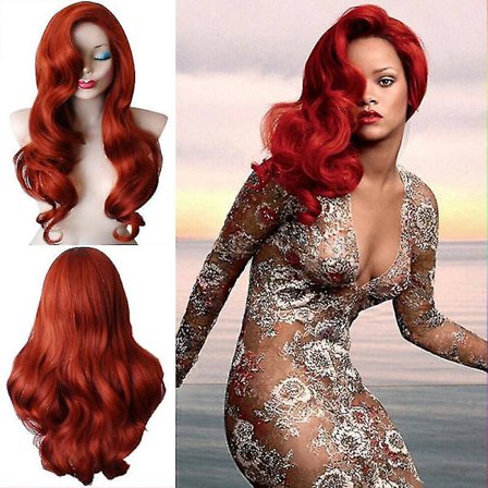 Jessica Rabbit Cosplay Kvinner Lang Full Parykker Bølget Krøllete Full Parykk Fest Hår