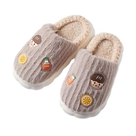Pojkar Flickor Tecknad Fodrad Plysch Slipper Closed Toe House Skor