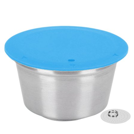 Gjenbrukbar påfyllbar filterkapsel i rustfritt stål for Dolce Gusto kaffemaskin, blå