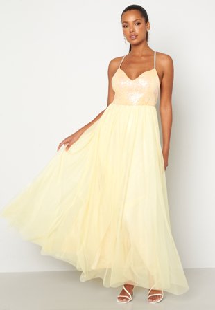Bubbleroom Occasion Daphne Sequin Gown Light yellow Klær