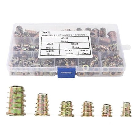 165 kpl Kuusiokierre Sisämutteri Sinkitty Puukalustemutterisarja Värjätty Hiiliteräs