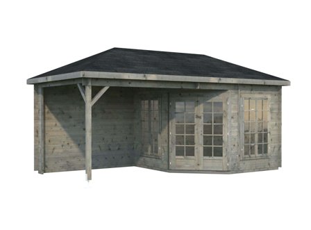 Palmako Melanie Lusthus 15,6 m²/inv. 7,0+8,1 m², med 28 mm vägg, grå, impr., Uterum