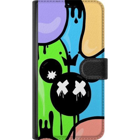 Yhteensopiva Lompakkokotelo Motorola Motorola Moto G24 Räiskyvä katutaidetta muotoilu roiskuu graffitia ja musta hiiri-merkki X silmät, trendikäs