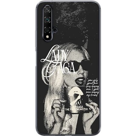 Yhteensopiva Puhelinkuori Huawei nova 5T Lady Gaga mustavalkoinen retrojuliste aurinkolaseilla ja pop-taide-estetiikalla