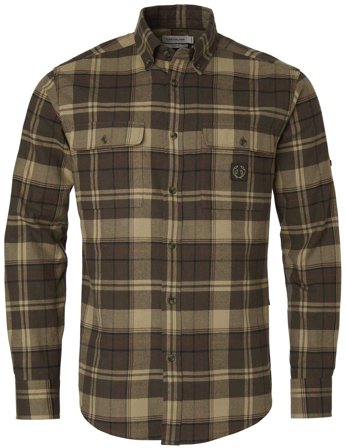Chevalier Heron Flannel Shirt Men Soil Brown Checked