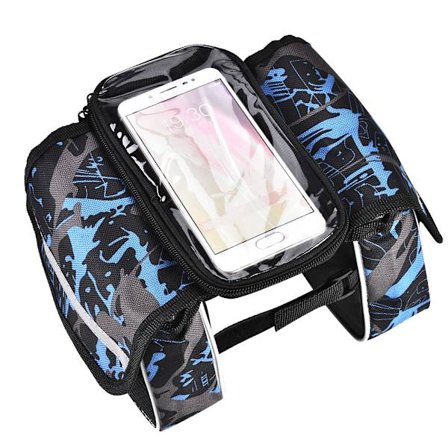 Pyörän etuputkilaukku vedenpitävä kosketusnäytöllinen puhelintasku pyörätarvike (sininen)