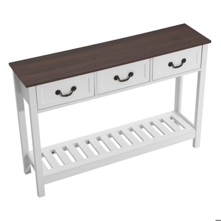 Konsolbord 120 cm-Duoku-Rustik Stil med Skuffer og Nederste Hylde-Finish i Brun og Hvid