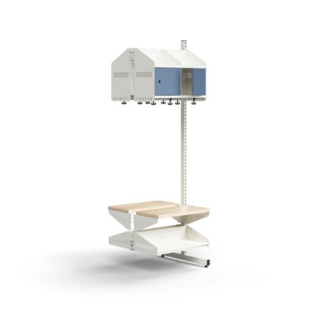 Garderobenschrank ENTRY, Anbaumodul, bodenstehend, 1800 x 600 x 600 mm, weiß/blau