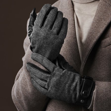 Guantes de cuero de oveja en espiga Hubert-Compatible con pantalla táctil para hombres - Guantes de invierno