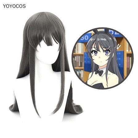 Sakurajima Mai Cosplay Wigs Rascal Does Not Dream Of Bunny Girl Senpai Gray Long Straight Hair Heat Resistant Hair