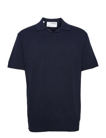 Slhrelaxed-James Knit Resort Polo Ex Polos Short-sleeved Sininen Selected Homme