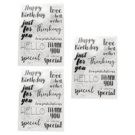 3 stk. gennemsigtige stempler, der kan indsættes gentagne gange, DIY-produktion, TPR-kortfremstillingsstempler til fotoalbum, ferie kort, scrapbog