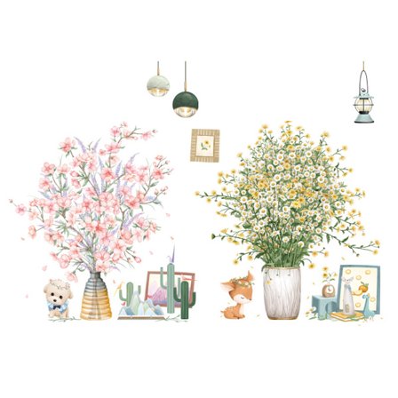 Seinän tarra Kukka Kaunis Kasvit Itsekiinnittyvä Seinätarra Liv