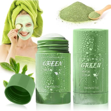 2 pieces green tea mask sticks, green tea clay mask, blackheads acne remover