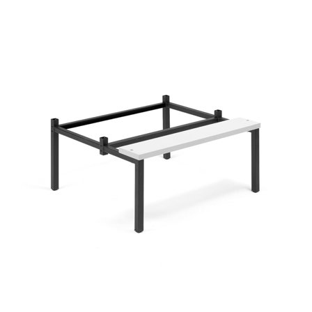 Beingestell mit Sitzbank für 3 Module, B 900 mm, Laminat grau/schwarz