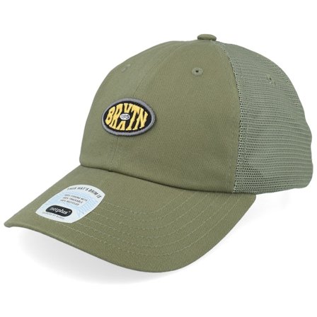 Brixton - Groen unconstructed Cap - Largo Np Olive/Olive Dad Cap @ Hatstore