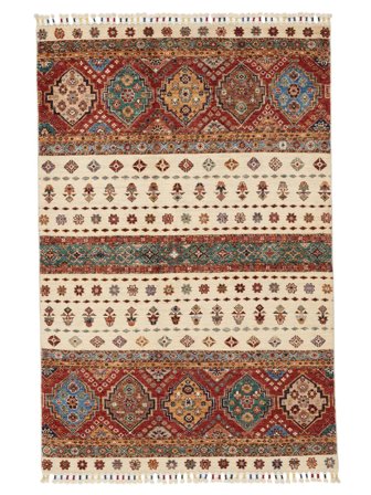 124X188 Tapis Shabargan Moderne Marron/Beige (Laine, Afghanistan) Carpetvista