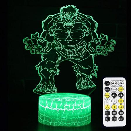 Hulk-poikien lelulahjat, WJ 3D Illusion Lamp -lahjat huoneen sisustukseen, lastentarhaan, siisti Marvel-lelujen syntymäpäivälahjat ja 7 väriä 