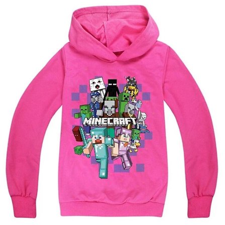 Barne tegnespill Hoodie Casual Langermet Hettegenser Minecraft Grafisk Genser for 5-12 år gutter jenter-Xin Rose Red Rose Red 9-10 år