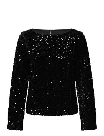 Vmbella Ls Boat Neck Top Jrs Party Tops Long-sleeved Svart Vero Moda*Betinget Tilbud