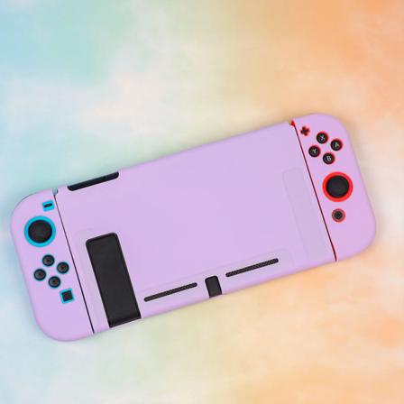 För Nintendo Switch Protective Shell NS All Inclusive Protective Cover TPU Soft Shell Game Theme Pure Purple
