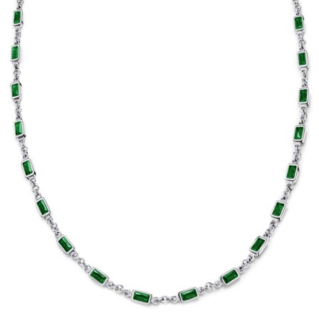 Prism | Green Silver-Tone Crystal Glass Gemstone Necklace for Men - Chain necklaces