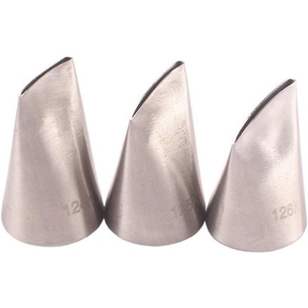 3 stk Austin Rose konditortips, rustfritt stål blomsterblad T