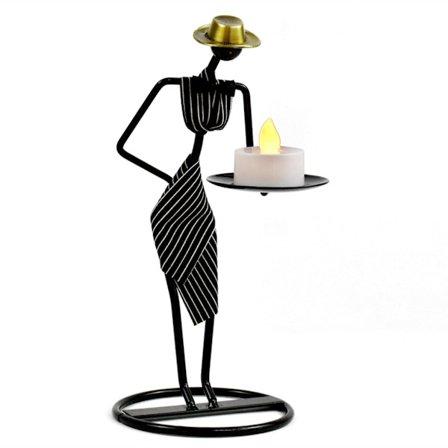 Nordic Metal Ljusstake Abstrakt Karaktär Servitör Skulptur Ljusstake Dekor