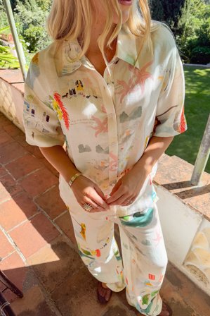 Moa Mattsson x NA-KD Chemise en lin mélangé imprimé - Ensembles d'été - Multicolore - EU 32