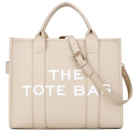 Kvinnors Tote Bag, PU Läder Tote Bag, Almond KLB