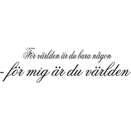 För mig är du världen.. Väggord