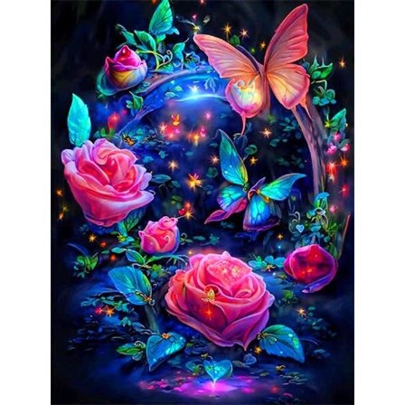 (30 × 40 cm, Blomst N) DIY Diamantmaleri, Blomster 5d Diamant P