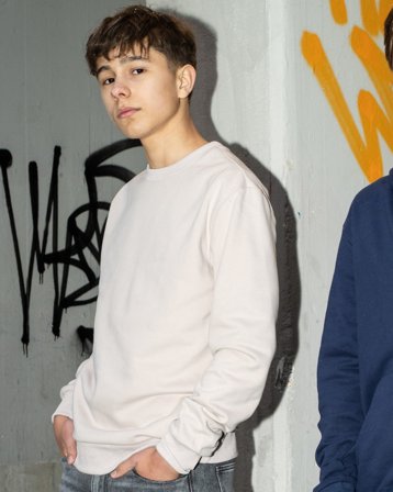 Zeke Essential Logo Tag Crew Neck Beige Trøjer Dreng - Kids Brand Store