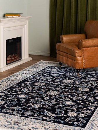 Naïn Florentine Tapis - Bleu Foncé 160X230 Dans Un Style Classique