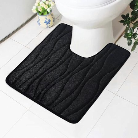U-formet Toalettmatte Baderomsmatte - 50 x 60 cm, Svart