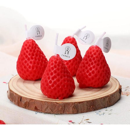 8 Stykker Jordbærlys Jordbærformet Duftlys Mini Soyavokslys Lille Duftende Sød Lys Voks Dekorativt Lys, Rød