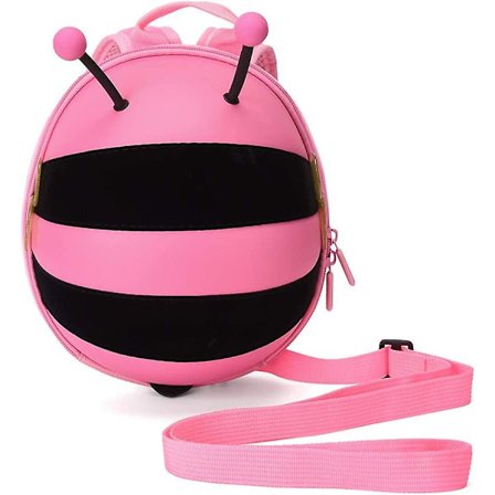 Baby Rygsæk med Snor til Småbørn, Lille Bi Rygsæk til Børn, Anti-Lost Taske (Pink)
