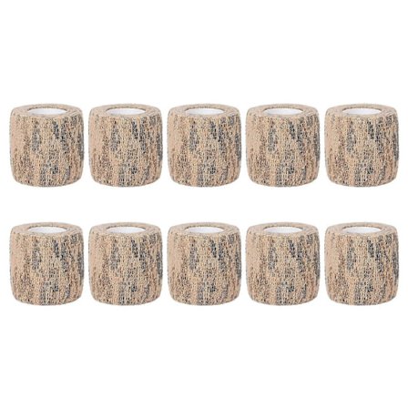 Ökenkamouflage Självhäftande Bandage Rulle - 10st Engångs Elastisk Linda för Anti Vibration och Anti-halk Tattoo Grepptejp -Yx