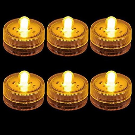 12 kpl Mini sukelluksen LED-valot, pienet liekittömät valot maljakko allas lampi lyhty koristevalaistus(keltainen)