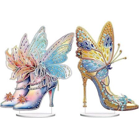 2 stk DIY Diamant Bordpynt Spesialformet Krystall Diamant Kunstmaleri Bordpynt Ensidig for Hjemmekontor Dekor Håndverk Gave