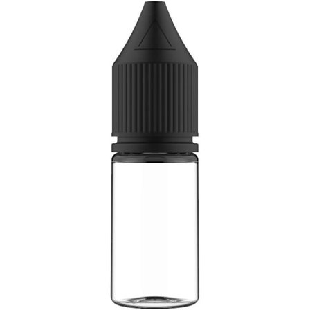 V3 10ml PET Plast Enhörningsflaskor för vätskor - Tomma droppflaskor - 20x 10ml (Klar flaska med svart lock)