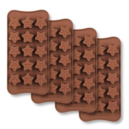 Stjerneformet Chokolade Silikonforme 2 STK 15-Hul Isform Stjerne Non-Stick Slik Dessert Gele Silikonform