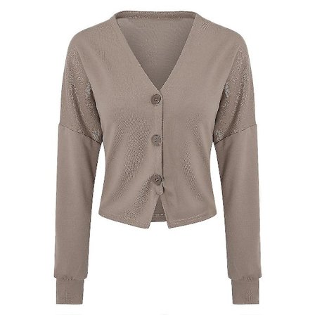 Bomulls V-hals Dame Mote Design Løs Ensfarget Casual Cardigan 15 Farger