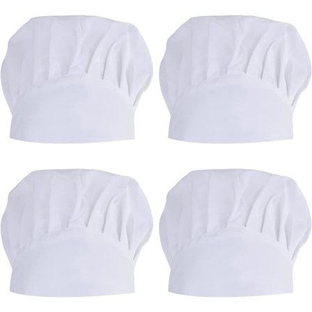 4 stk. justerbar kjøkkenhatt for kvinner og menn, unisex kokkehatter, profesjonell polycotton kokkehatt, pustende kokkelue for konditorrestaurantgrill