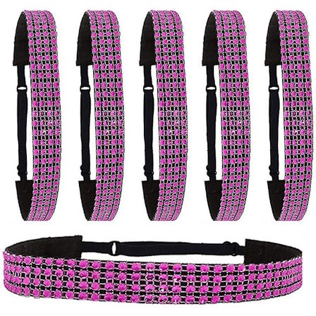 6 Stykker Glitter Pandebånd Ikke-Skridsikker Filt Pandebånd Rhinestone Pandebånd Kvinders Stof Pandebånd Hårbånd Til Sport Og Yoga