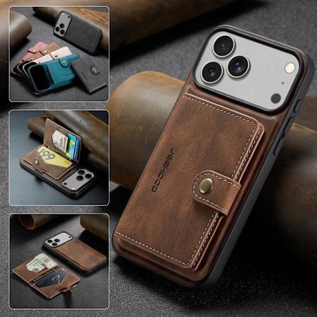 (För iPhone 17 Pro Max) Unik smal telefonfodral med kickstand och kortfack