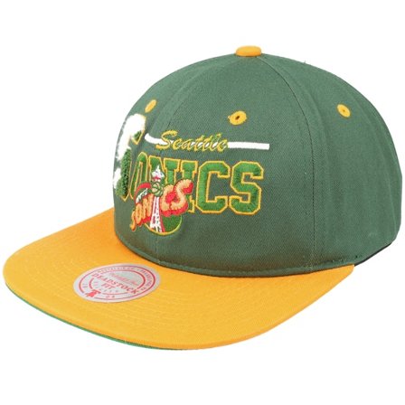 Mitchell & Ness - Seattle Supersonics Varsity Letter Green/Yellow Snapback Snapback Green Cap - NBA @ Hatstore