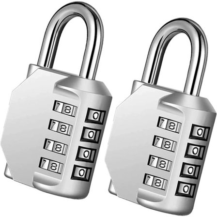 2-pakkaus (hopea) yhdistelmälukko Nollautuu 4-numeroinen riippulukko