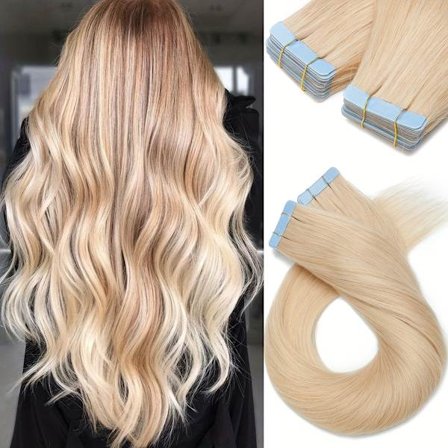 20 stk./50g Tape In Human Hair Extensions - 100% Remy Hår, Usynlig Sømløs Blending, Naturligt Udseende og Følelse, Langt Glat Hår med Dobbeltsidet 